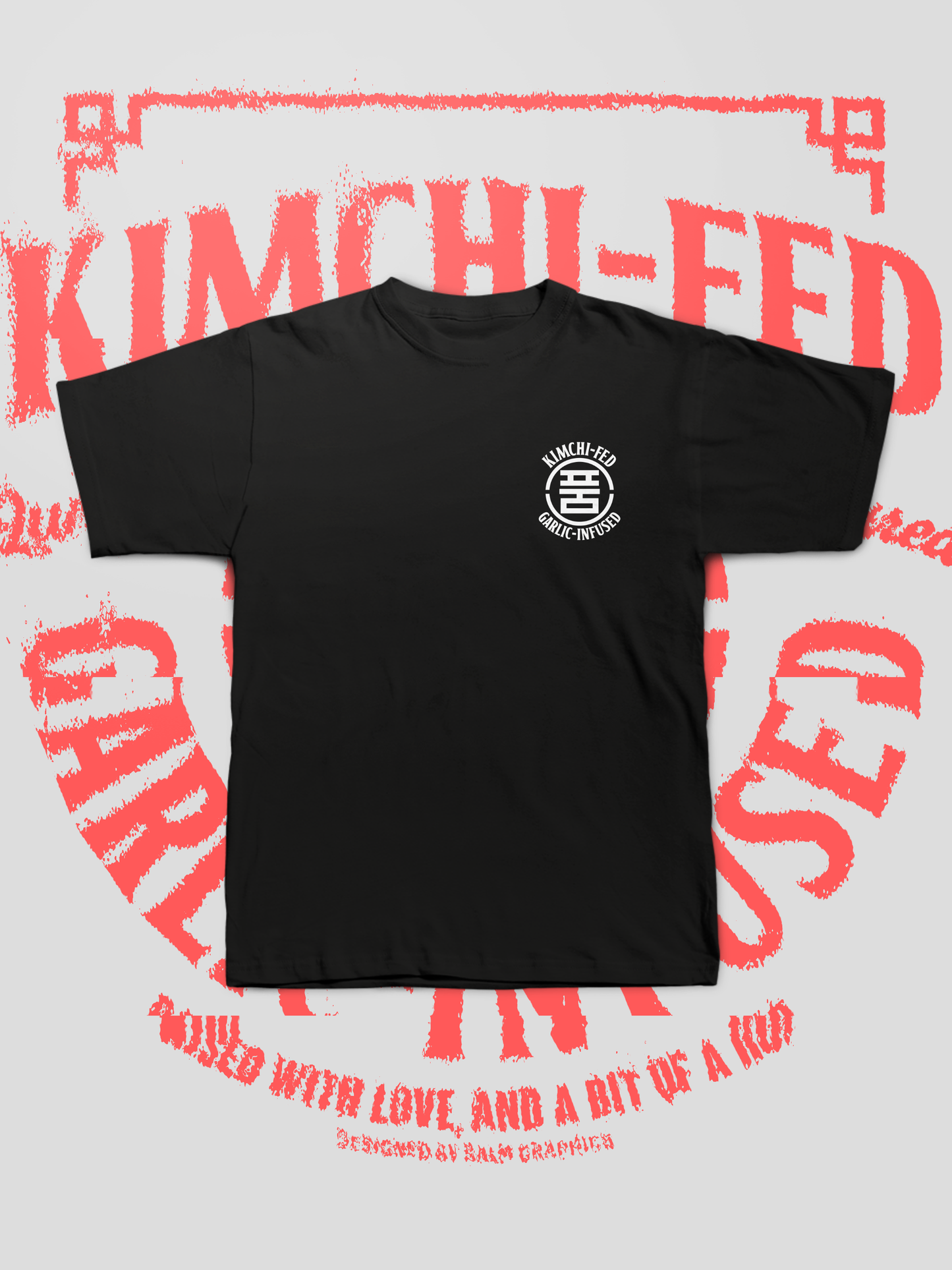 KIMCHI-FED, GARLIC-INFUSED T-SHIRT
