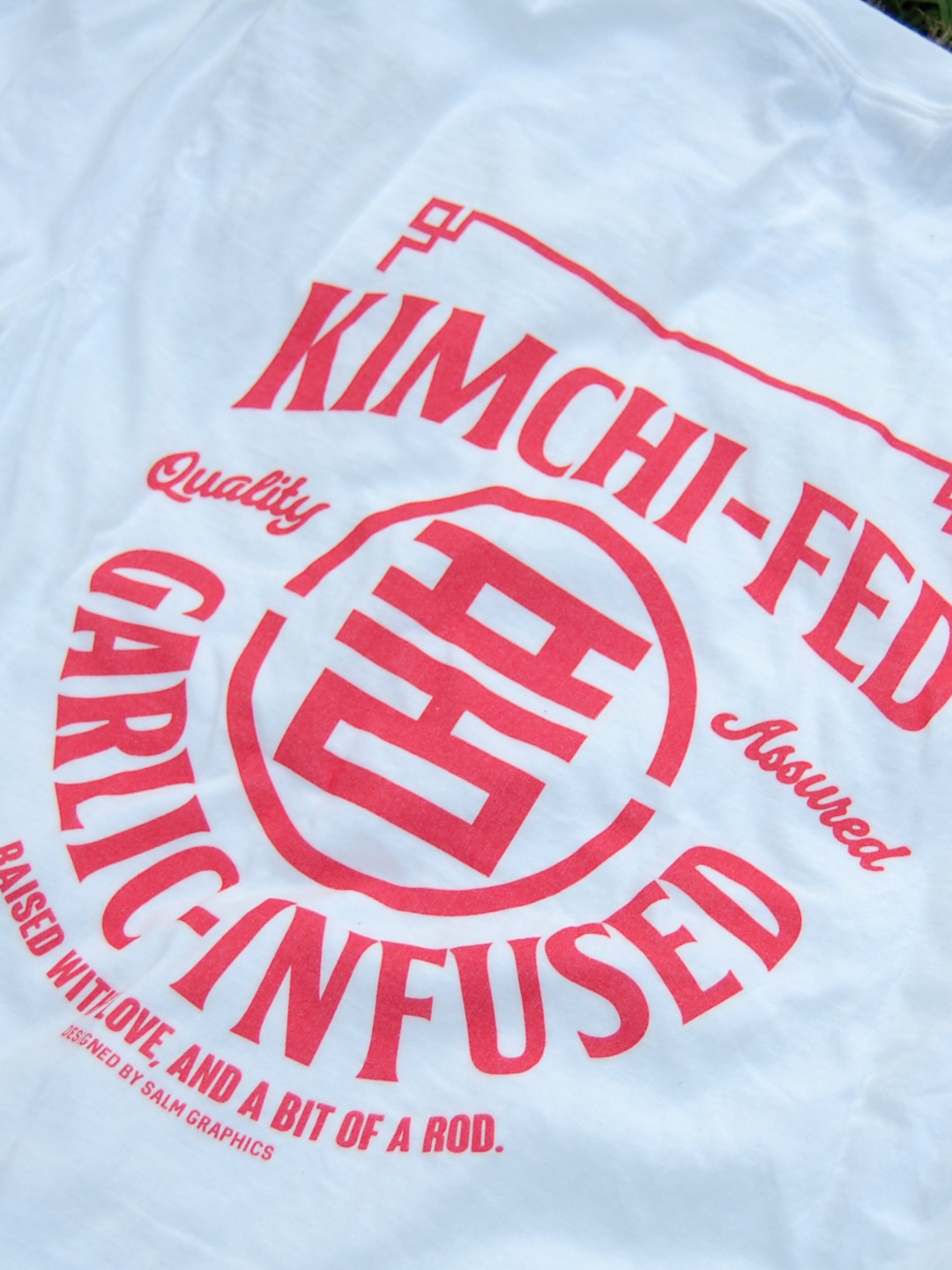 KIMCHI-FED, GARLIC-INFUSED T-SHIRT